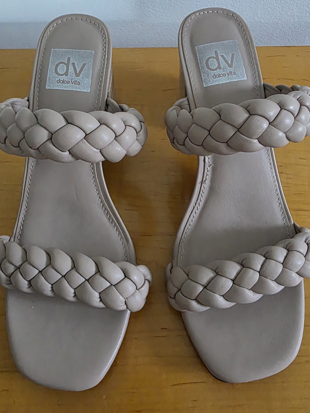 Dolce Vita Tessa Nude Braided Double Strap Heeled Sandals Size 8.5
